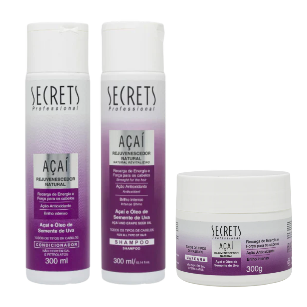 Kit Açaí - Shampoo, Condicionador e Máscara - Secrets Professional