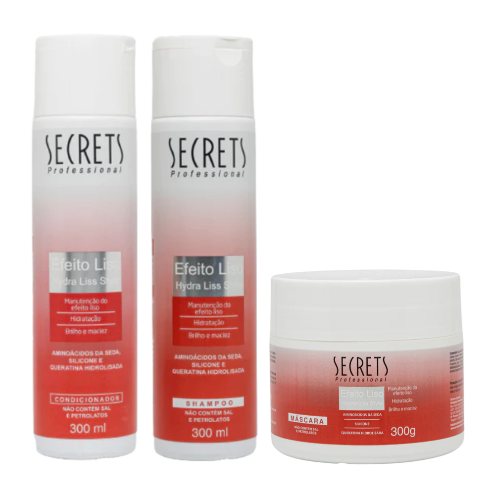 Kit Efeito Liso - Shampoo, Condicionador e Máscara - Secrets Professional