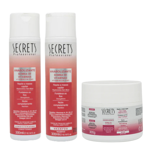 Kit Anabolizante Capilar - Shampoo, Condicionador e Máscara - Secrets Professional