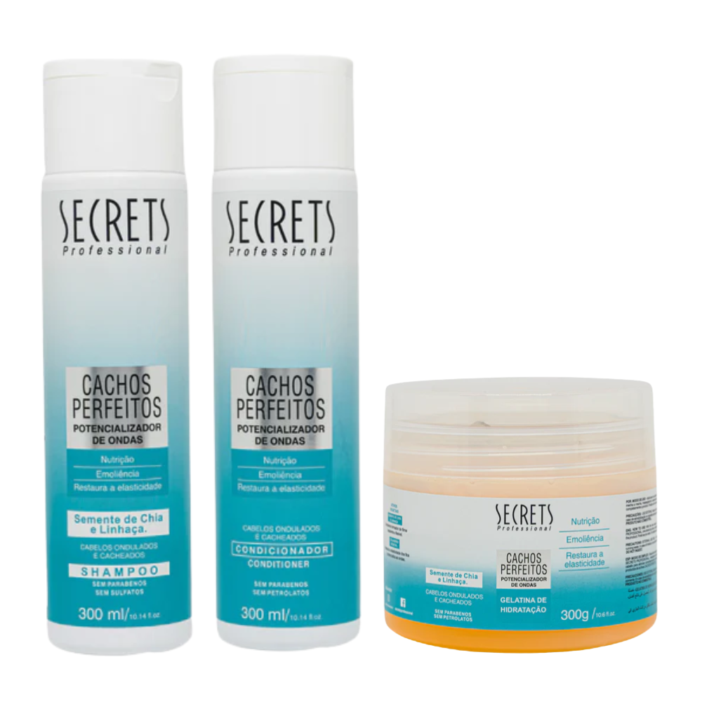Kit Cachos Perfeitos - Shampoo, Condicionador e Máscara - Secrets Professional