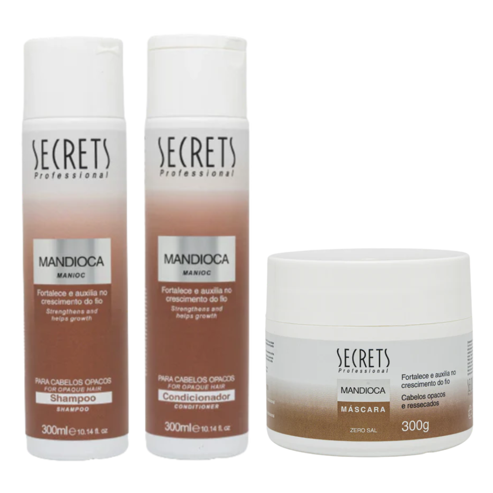 Kit Mandioca - Shampoo, Condicionador e Máscara - Secrets Professional
