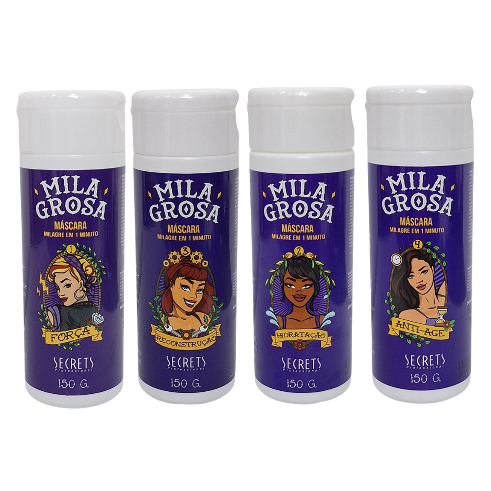 Kit Completo Máscaras Milagrosas - Reconstrução, Força, Hidratação e Anti-age 150g - Secrets Professional