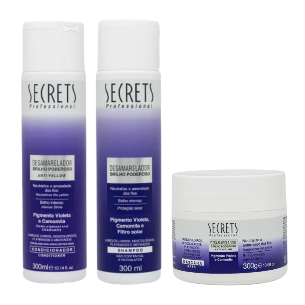 Kit Desamarelador - Shampoo, Condicionador e Máscara - Secrets Professional