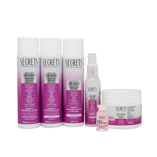 Kit Completo BB Hair - Shampoo, Condicionador, Máscara, Leave-in, Thermo Mask e Spray Bifásico - Secrets Professional