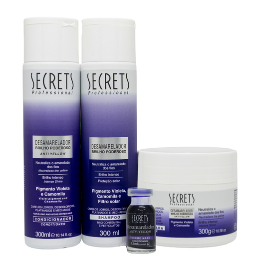 Kit Completo Desamarelador - Shampoo, Condicionador, Máscara e Thermo Mask - Secrets Professional