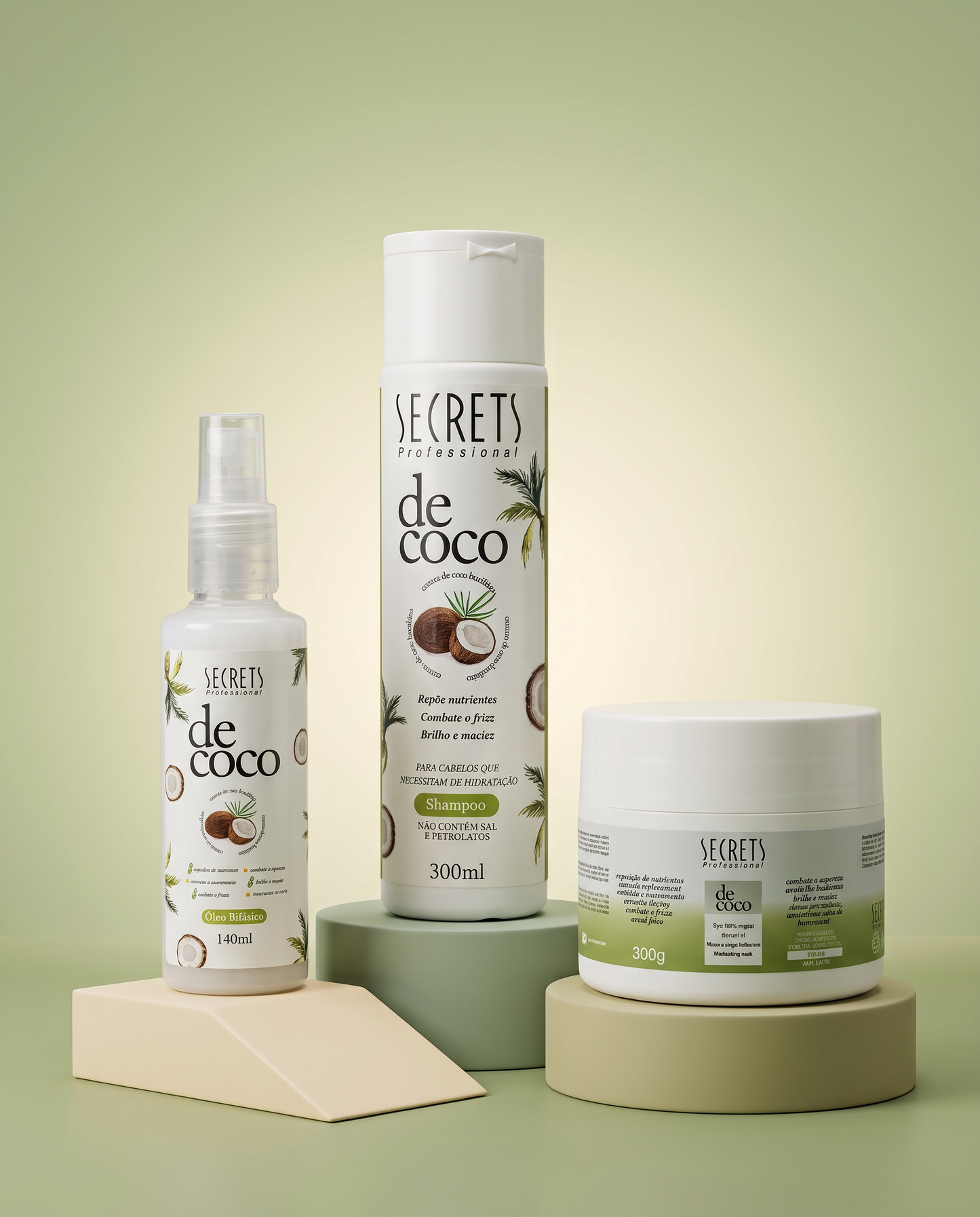 Kit de Coco - Shampoo, Máscara e Óleo Bifásico - Secrets Professional