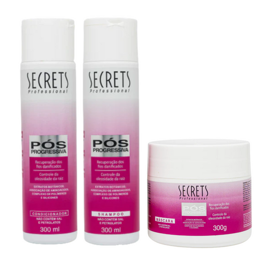 Kit Pós-Progressiva - Shampoo, Condicionador e Máscara - Secrets Professional