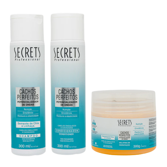 Kit Cachos Perfeitos - Shampoo, Condicionador e Máscara - Secrets Professional