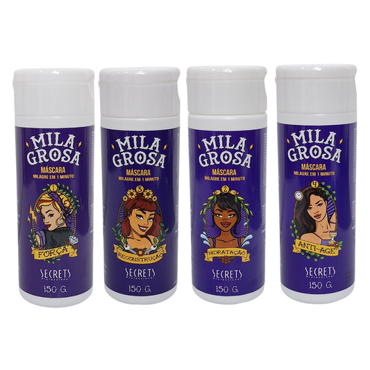 Kit Completo Máscaras Milagrosas - Reconstrução, Força, Hidratação e Anti-age 150g - Secrets Professional