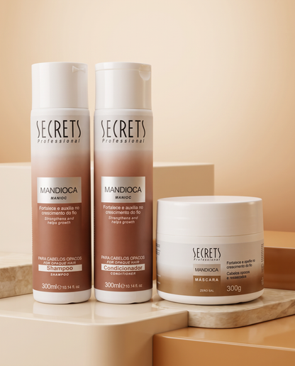 Kit Mandioca - Shampoo, Condicionador e Máscara - Secrets Professional
