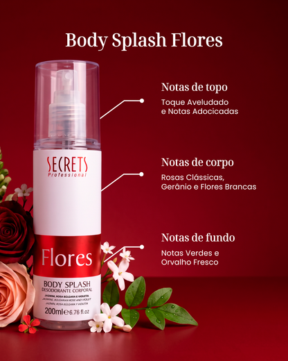 Kit 4 Body Splash Rosé & Imaginação & Flores & Girl 200ml - Secrets Professional