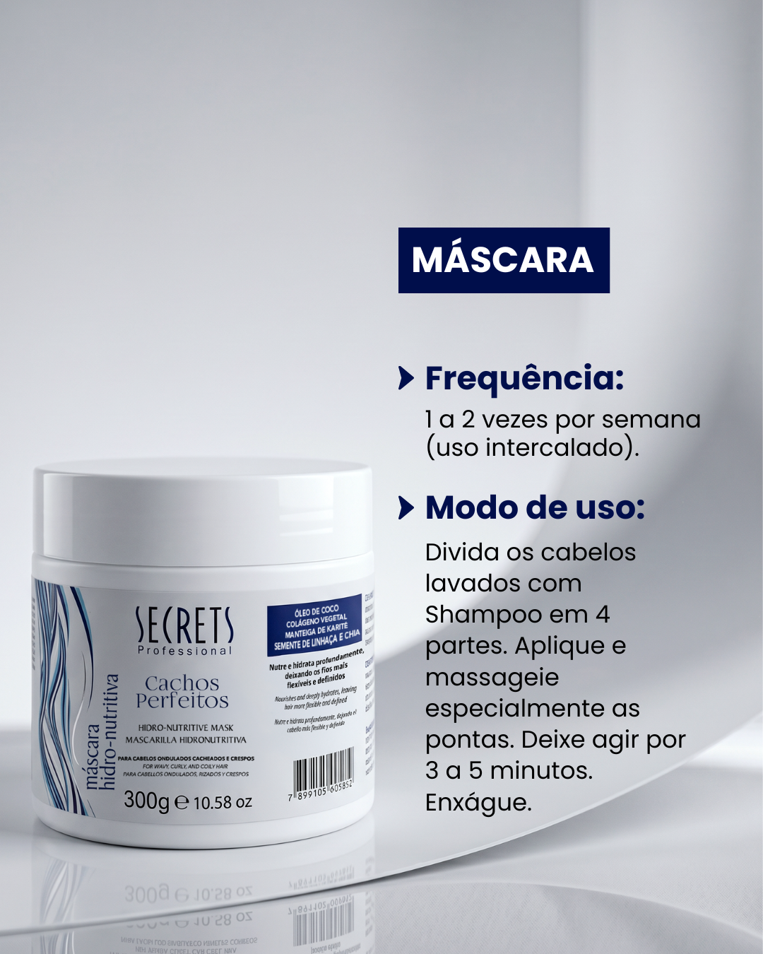 Máscara Hidro-Nutritiva 300ml Cachos Perfeitos - Secrets Professional