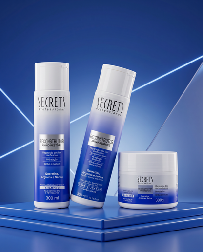 Kit Reconstrutor Amino Restore - Shampoo, Condicionador e Máscara - Secrets Professional